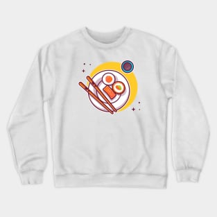 Salmon Sushi With Chopstick On Plate Crewneck Sweatshirt